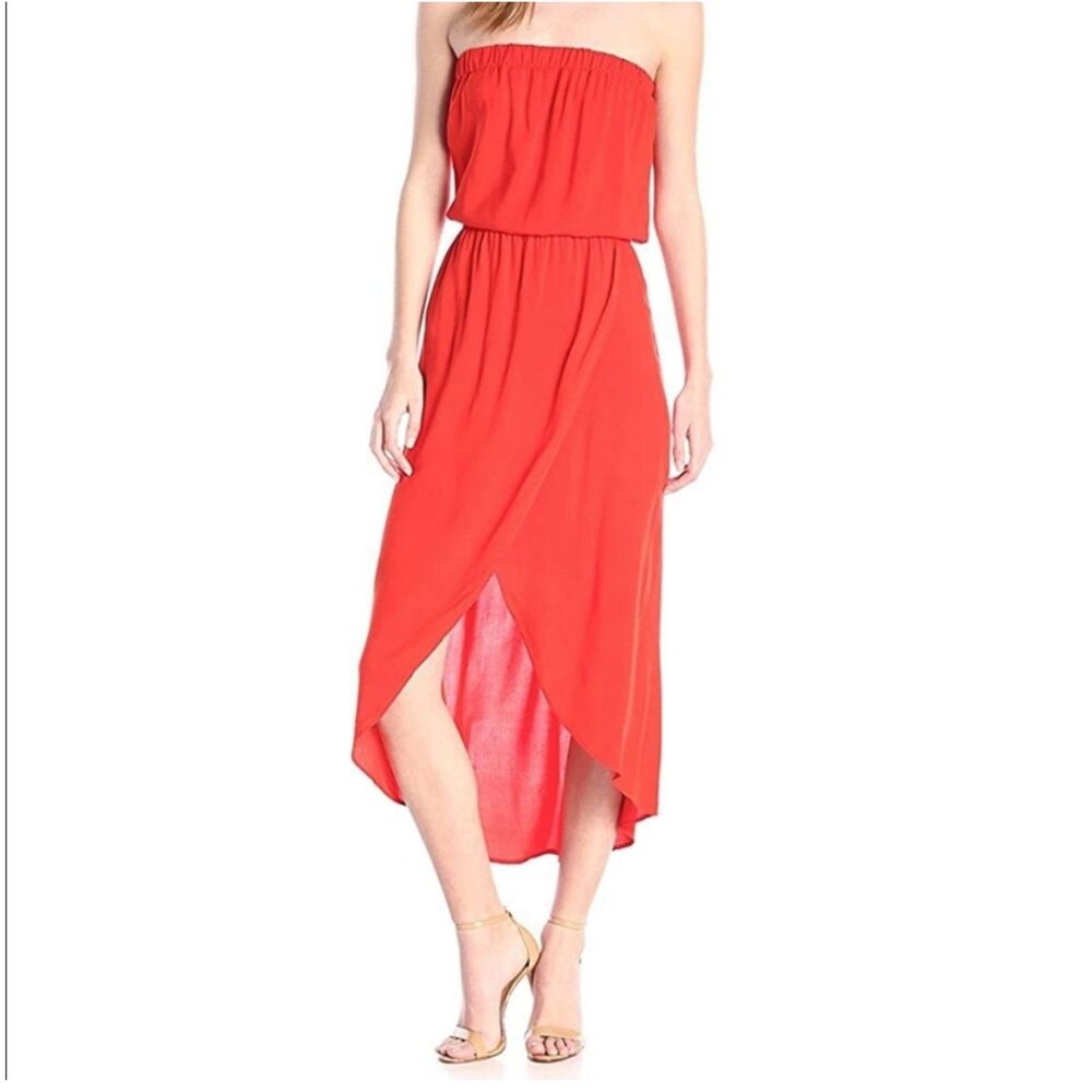 Splendid Red Orange Strapless Dress Women’s Small
